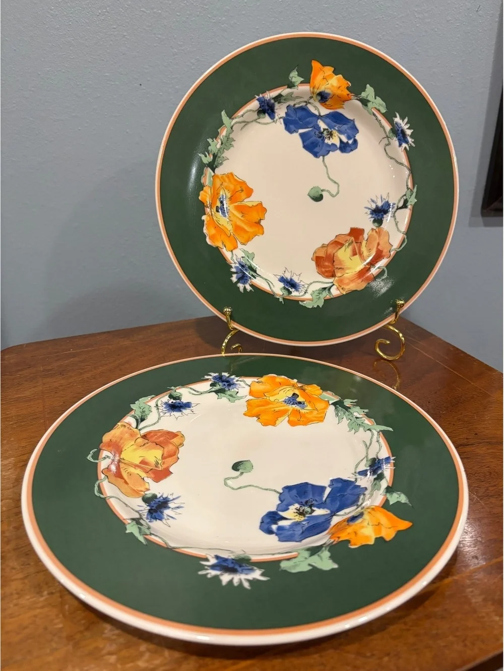 Pickard China Bethel Inn Country Club Plates Set of 2 Hand Painted Poppy